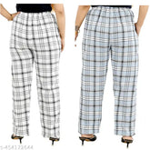 Cotton printed track pant set for women (2 pack), elastic waist, stripe print, casual wear and sleepwear